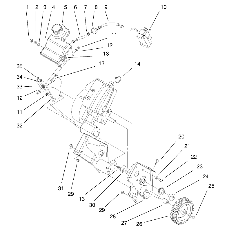 Engine and Gas Tank Assembly