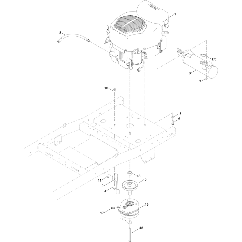 Engine and Muffler Assembly