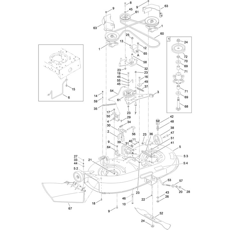 42 Inch Deck Spindle and Belt Drive Assembly
