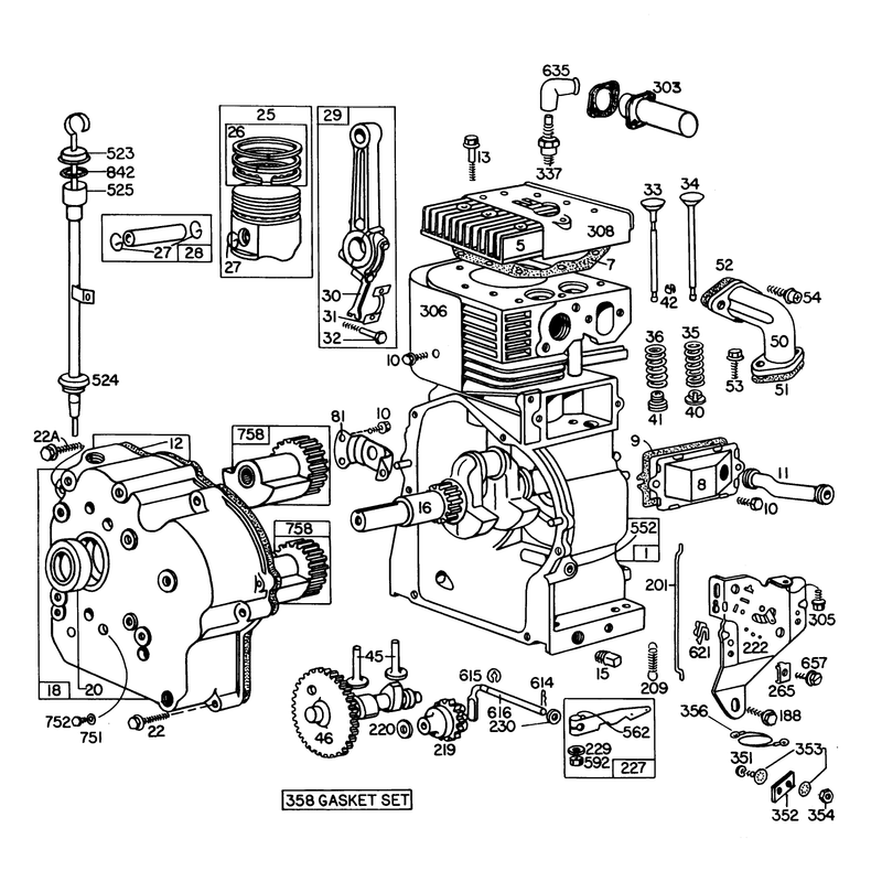 Engine Briggs & Stratton Model No. 251412 Type No. 0195-01 (10 H.p. Snowthrower Model 38070)
