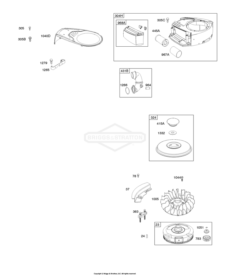 AIR CLEANER, BLOWER HOUSING, FLYWHEEL