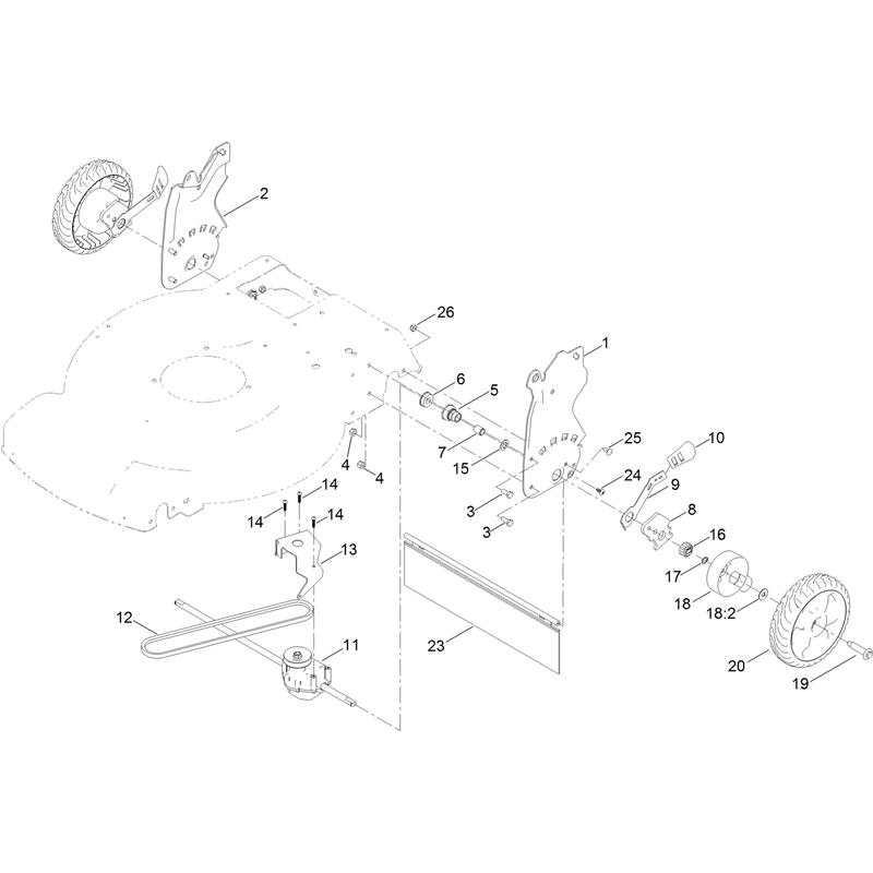 Rear Wheel and Height of Cut Assembly