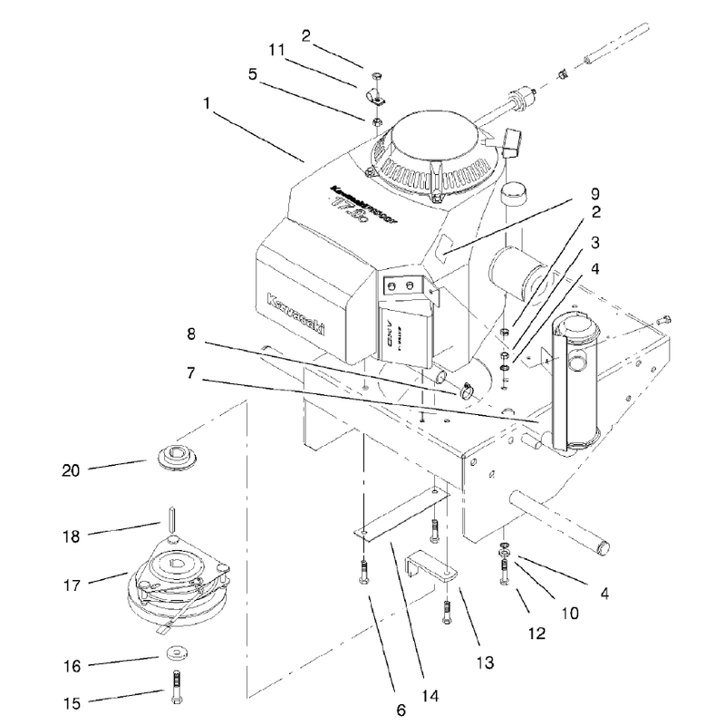 Engine and Muffler Assembly
