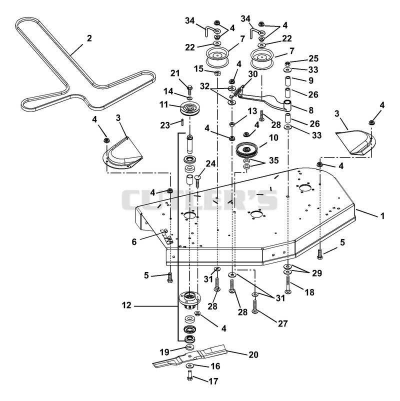 Mower Deck, Belt, Idlers And Blades (SN Less Than 025000)