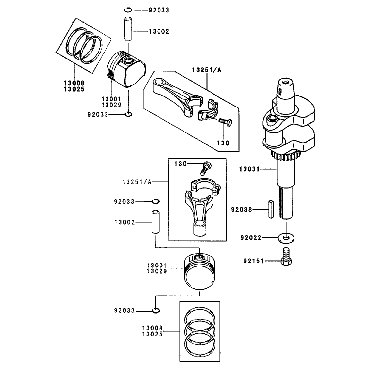 Pistoncrankshaft Assembly Kawasaki Fh451v-As08