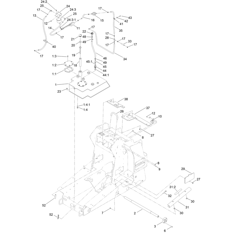 Hydraulic Tank and Track Shaft Assembly