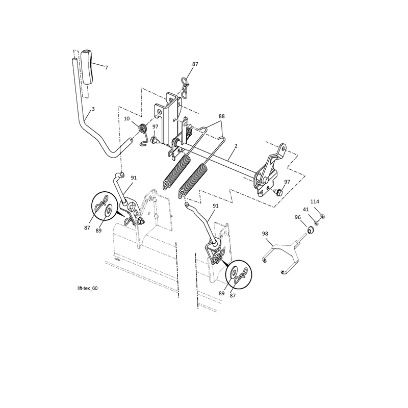 MOWER LIFT LEVER