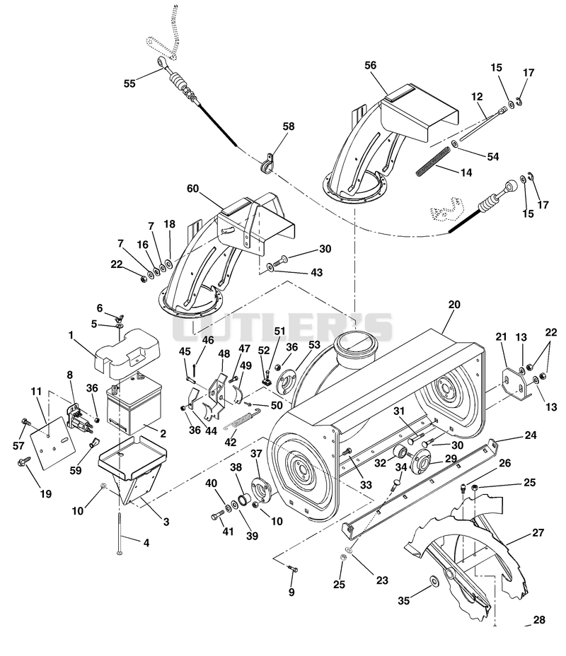 Chute, Auger And Battery