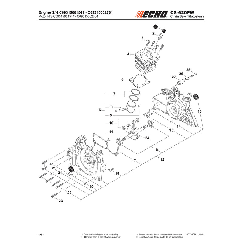 Engine S/N C69315001541 - C69315002764