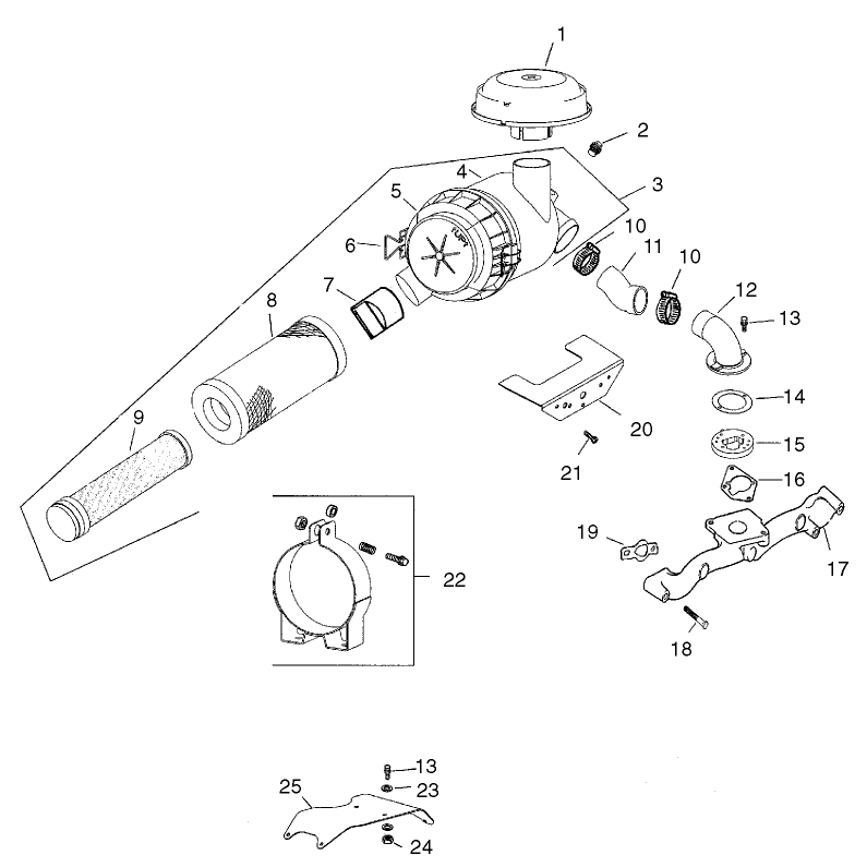 Group 10 Air IntakeFiltration Assembly Kohler CH25S-68695
