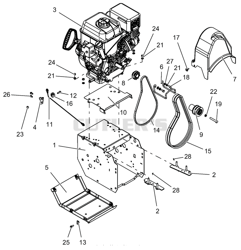 Engine, Frame And Belt Drive