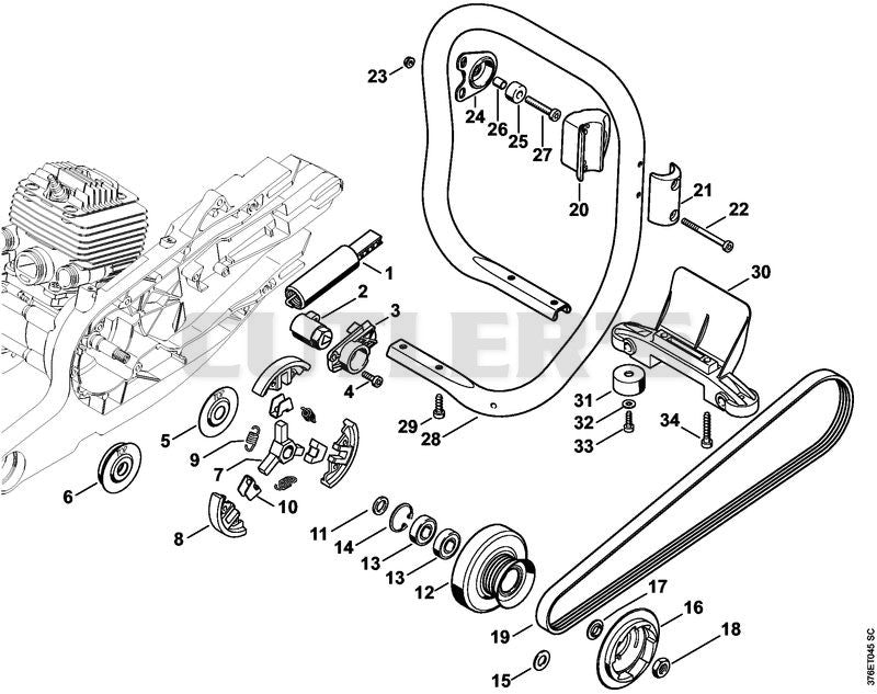 Belt tensioner, Clutch