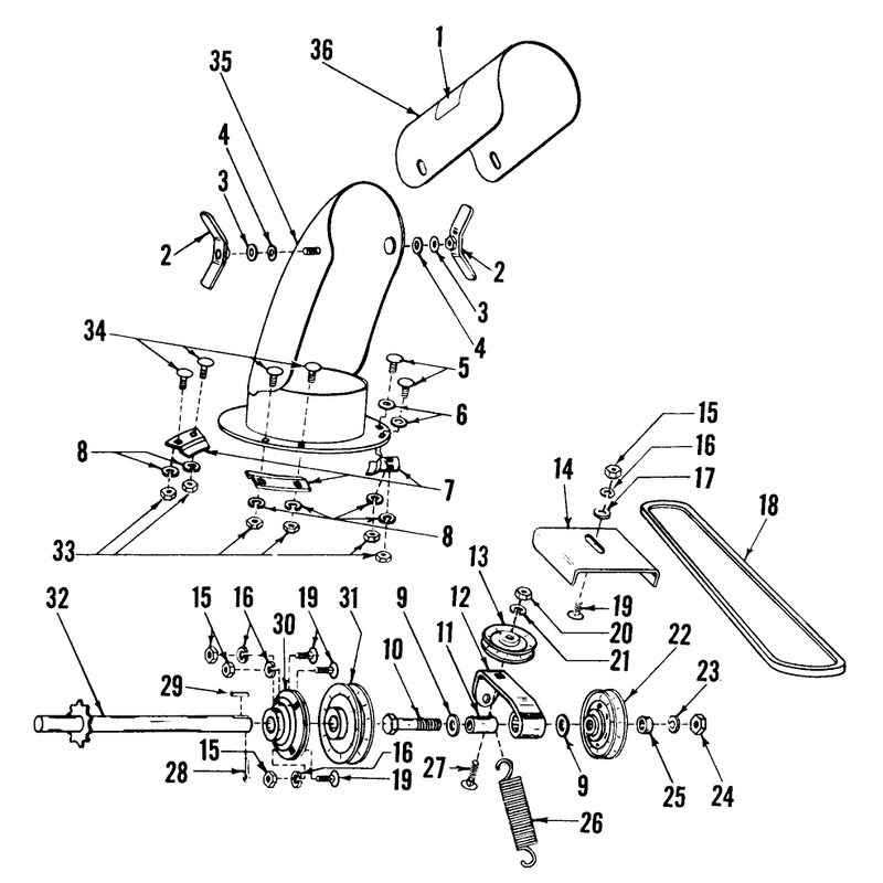 Snow Chute And Drive Shaft Assembly