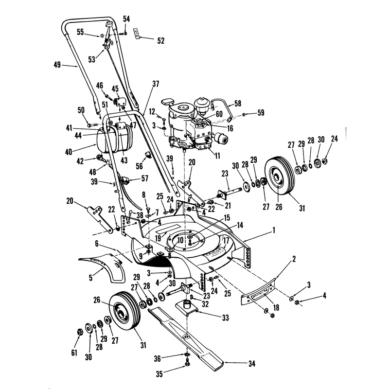 21in Whirlwind Hevi Duty Hand Propelled Mower Parts List