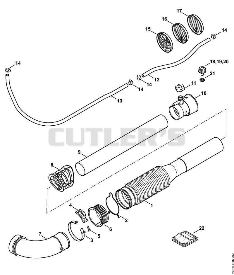 Pleated hose, Blower tube