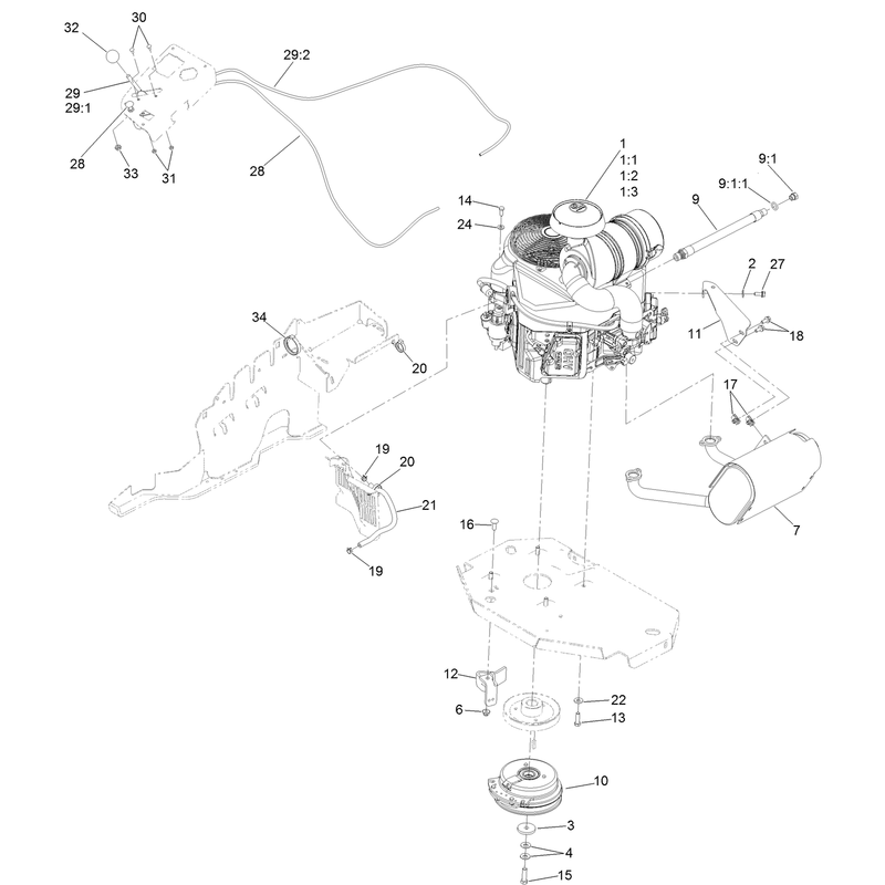 Engine Clutch and Muffler Assembly