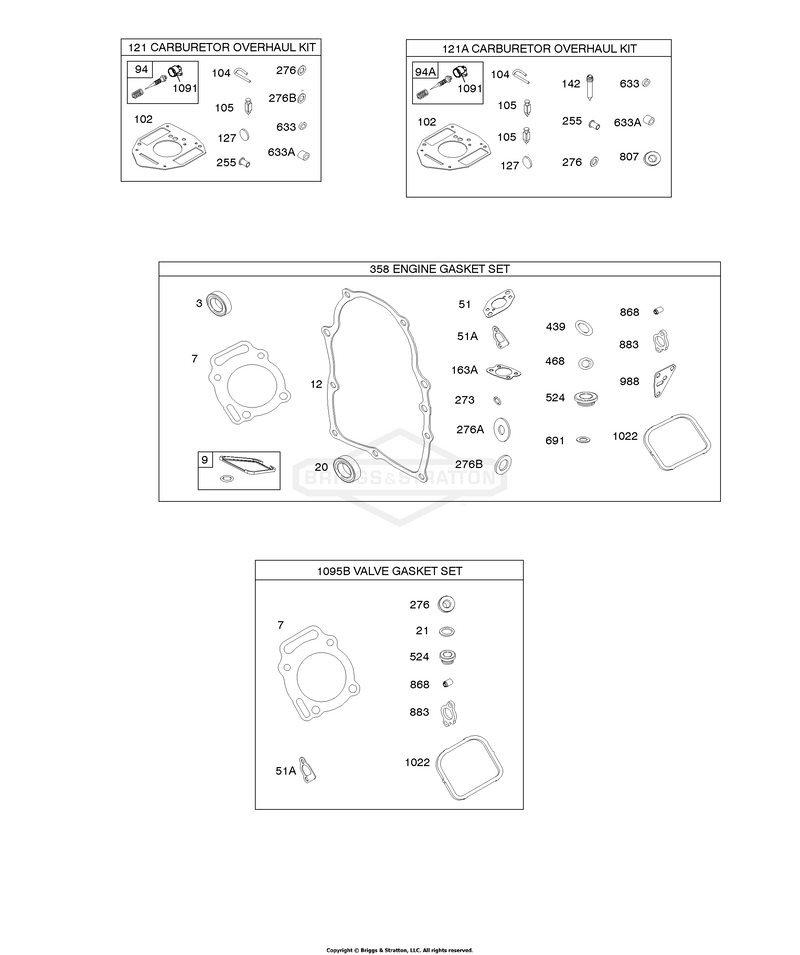 Carburetor Overhaul Kit, Engine & Valve Set