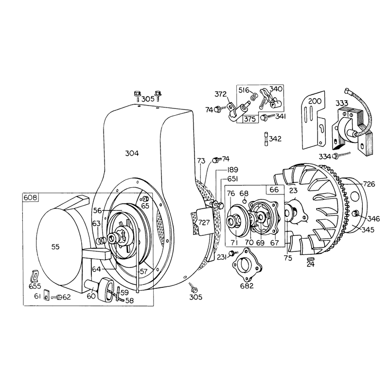 Rewind Starter Assembly For Type 0754 And 0755