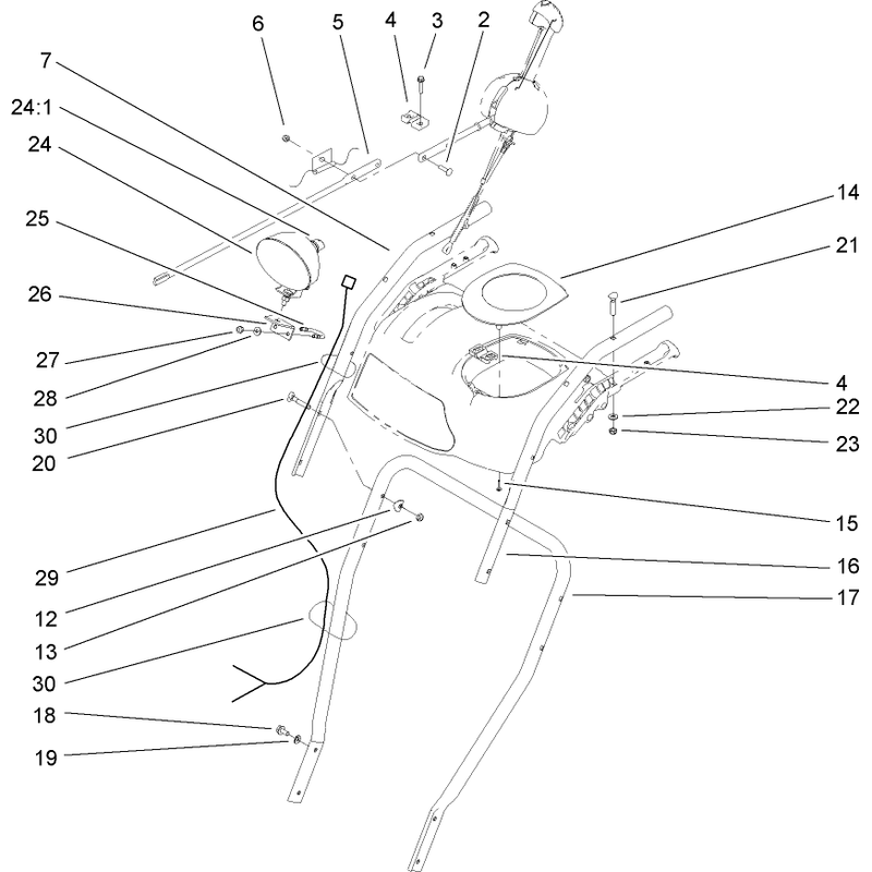 Handle, Headlamp and Control Assembly