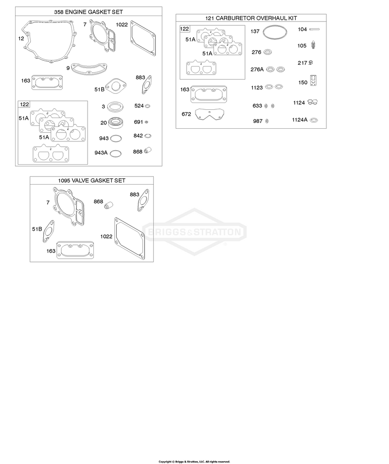 Engine/Valve Gasket Set, Carburetor Overhaul Kit