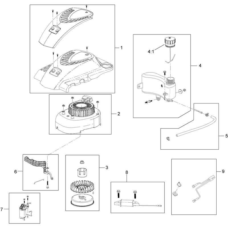 Shroud Flywheel and Fuel Tank Assembly