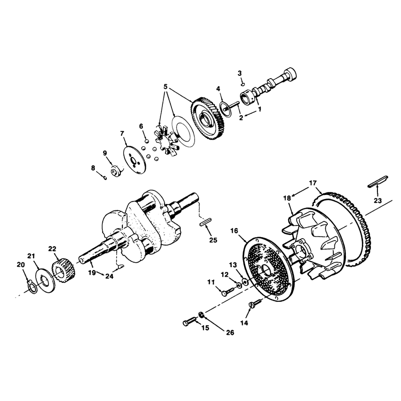 Crankshaft Camshaft and Flywheel