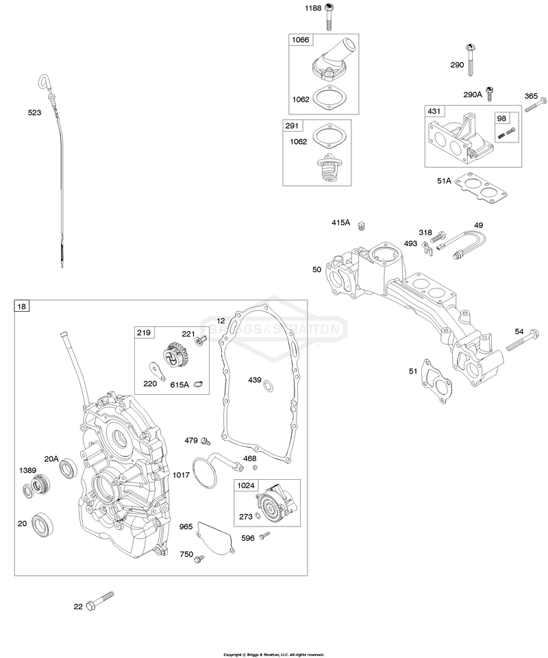 Crankcase Cover, Intake Manifold, Water Inlet