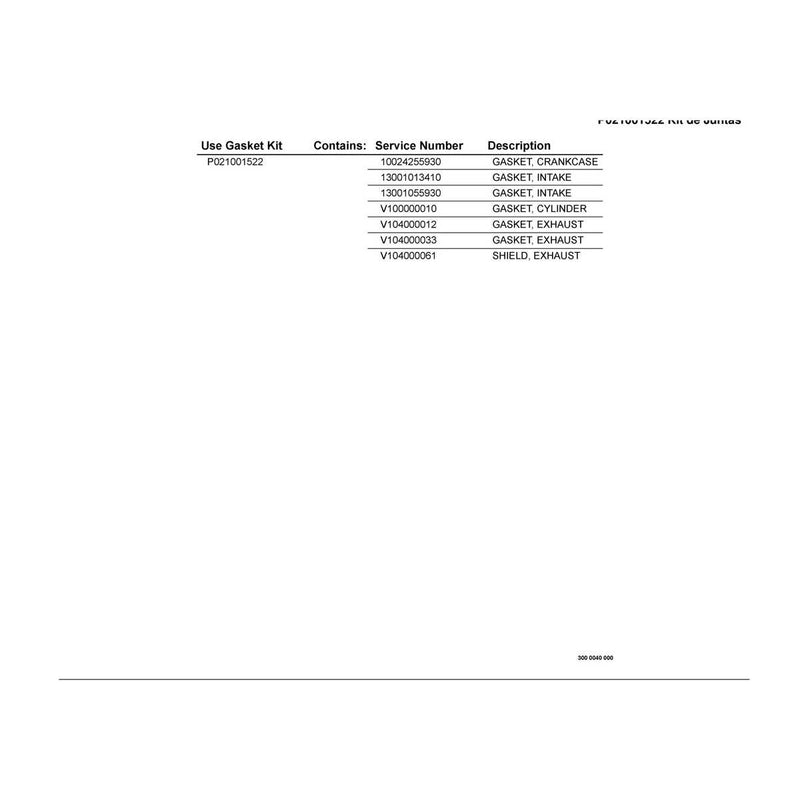 P021001522 Gasket Kit