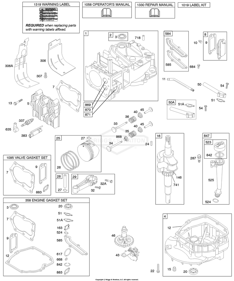 Camshaft, Crankshaft, Cylinder, Engine Sump, Kit/Gasket, Lubrication, Piston Group, Valves
