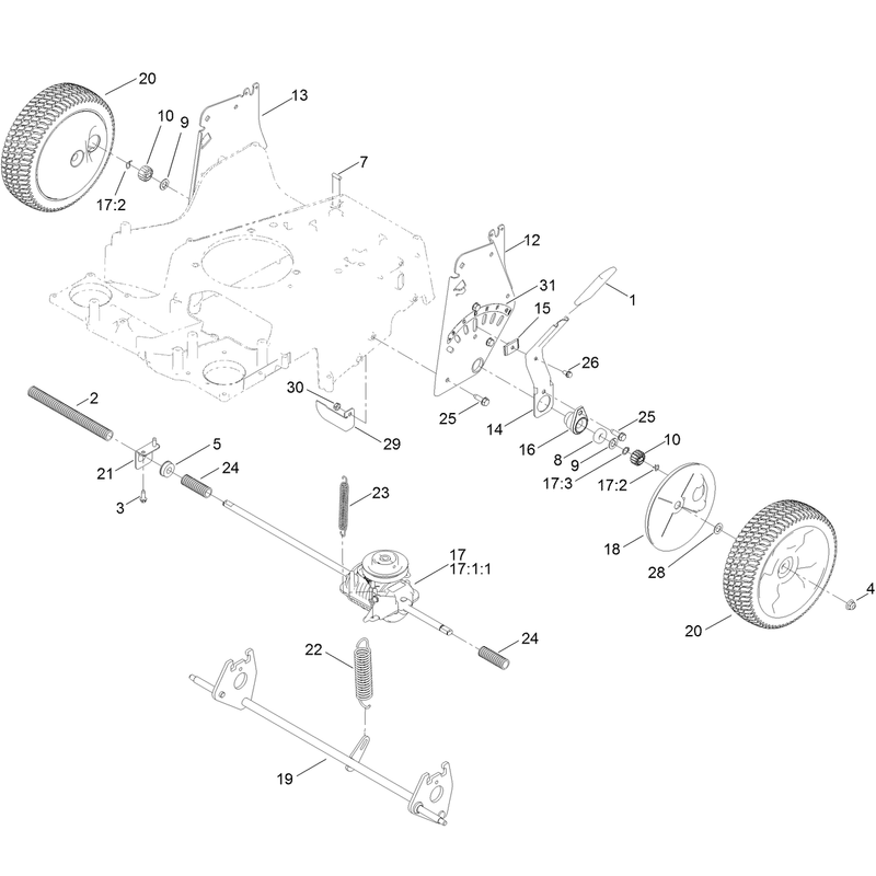 Rear Wheel and Height of Cut Assembly