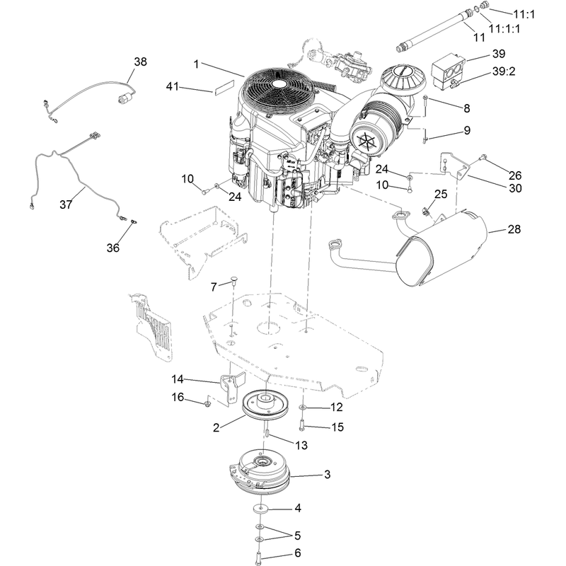 Engine, Clutch and Muffler Assembly