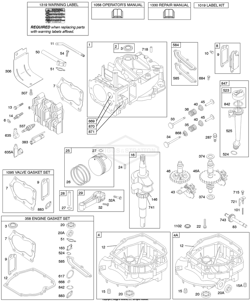 Camshaft, Crankshaft, Cylinder Group, Engine Sump, Lubrication, Piston Group, Valves