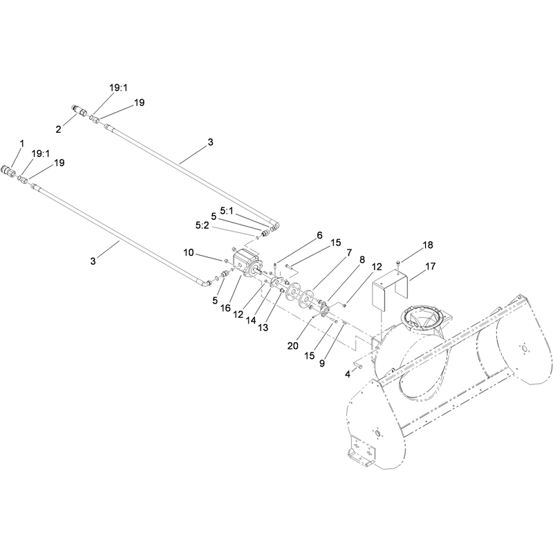 Hydraulic Hose and Motor Assembly