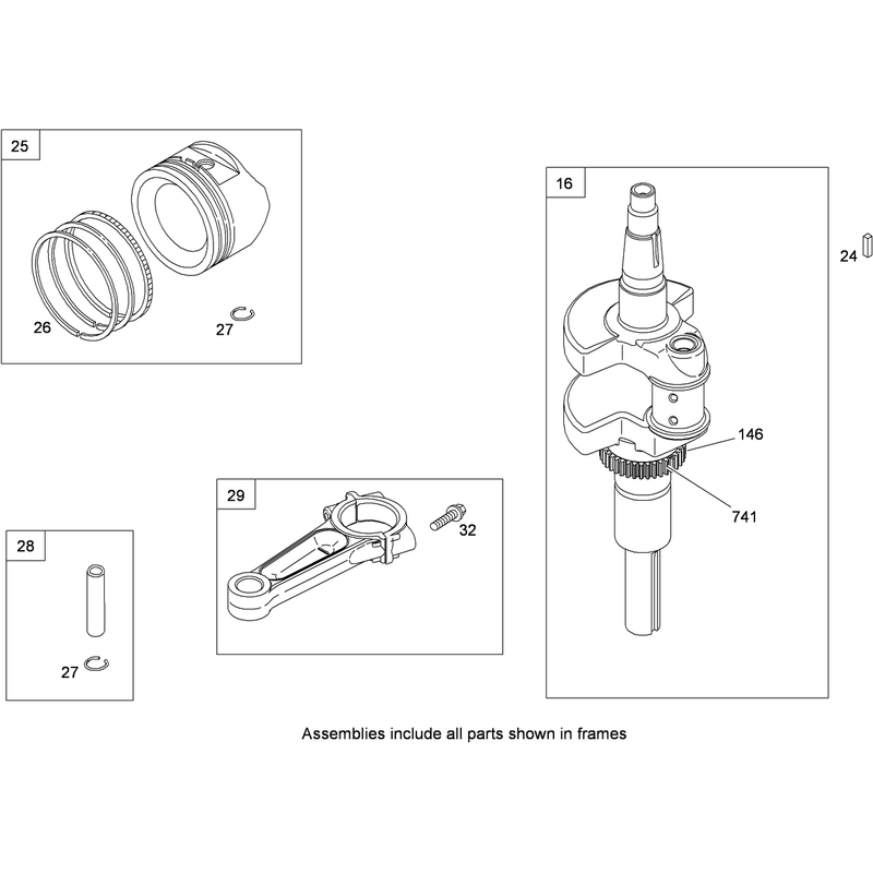 Crankshaft Piston Ring and Connecting Rod Assembly Briggs and Stratton 407777-0550-B1