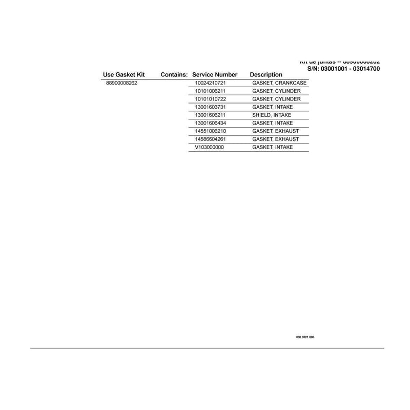 Gasket Kit -- 88900008262