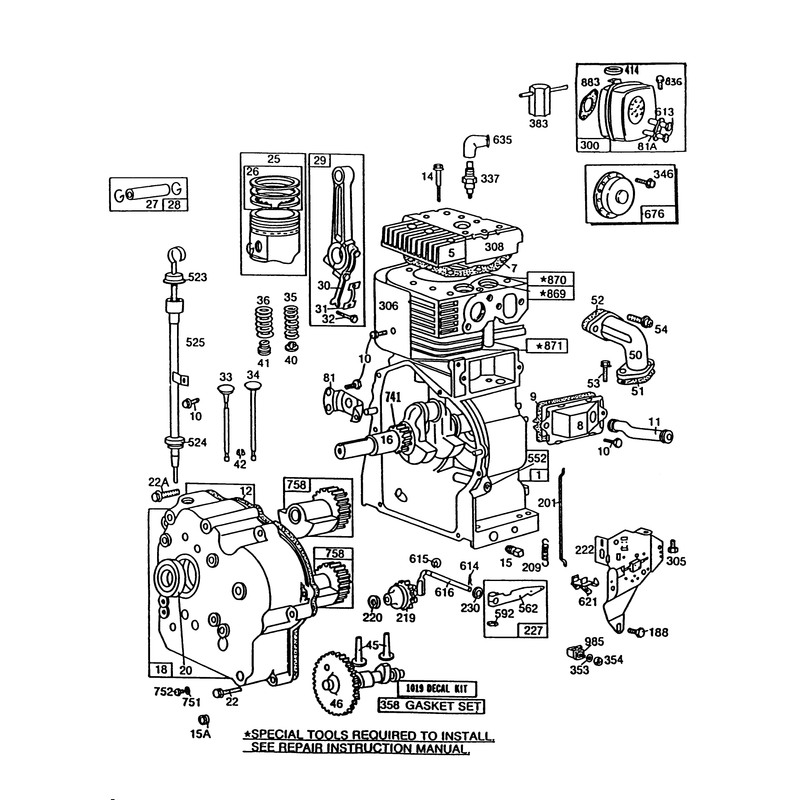 Engine Briggs & Stratton Model No. 252416 Type 0755-01 (model 38580)