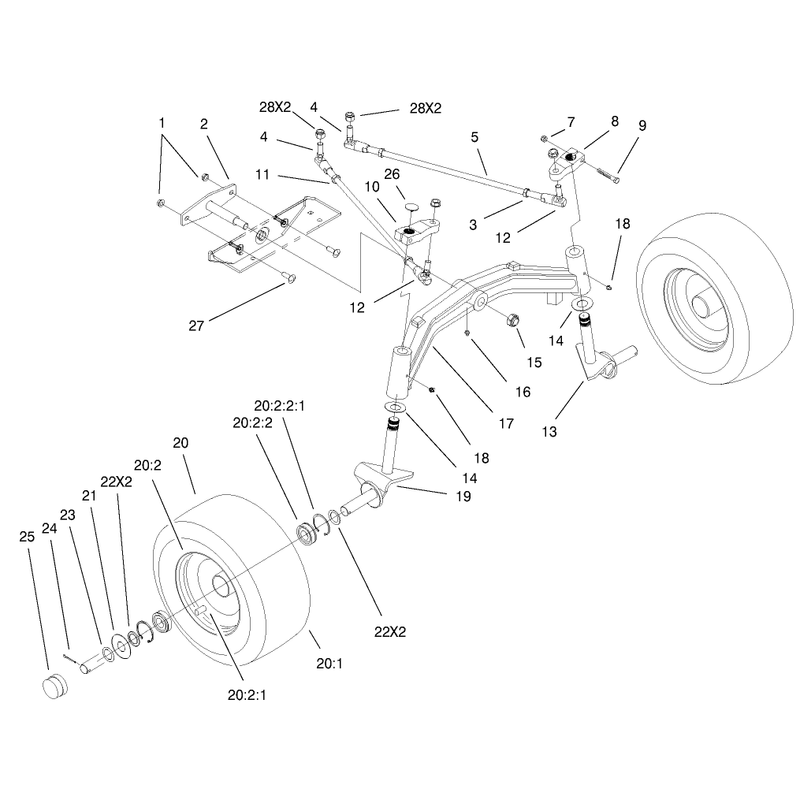 Tie Rods Spindle and Front Axle Assembly