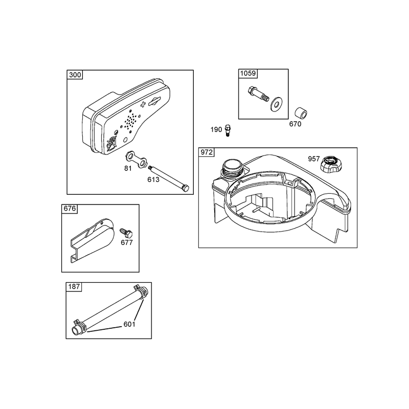 Muffler and Fuel Tank Assembly Briggs and Stratton 125K02-0189-E1