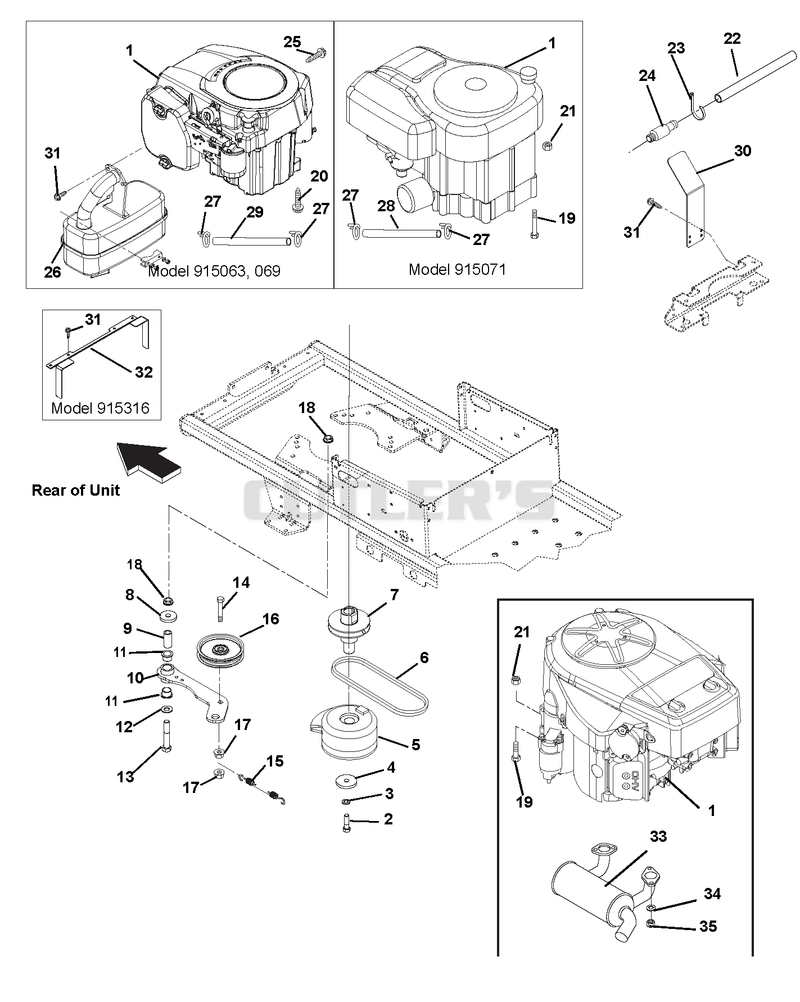 Engine, Exhaust, Belts And Idlers