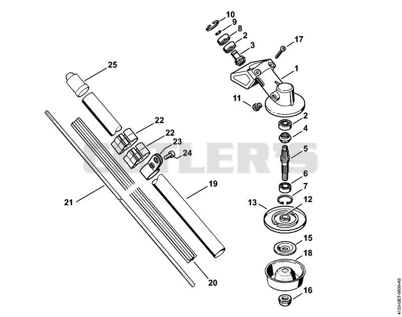 FS 74: Gear head, Drive tube assembly