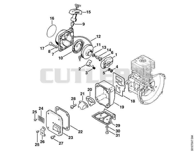 Rewind starter, Muffler