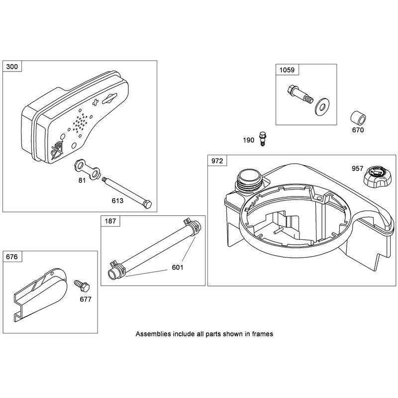 Muffler and Fuel Tank Assembly Briggs and Stratton 124T02-0161-B1