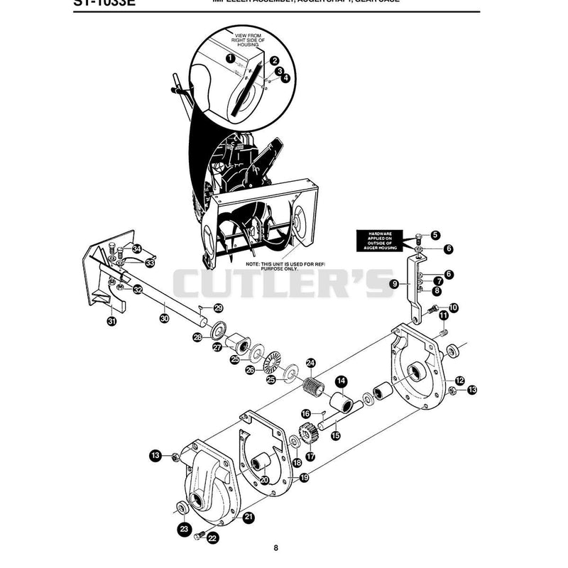 IMPELLER ASSEMBLY, AUGER SHAFT, GEAR CASE