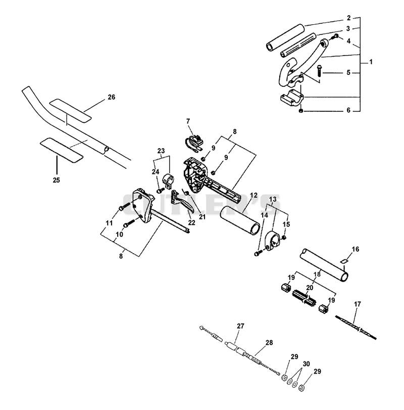 Driveshaft, Handles, Throttle, Stop Switch