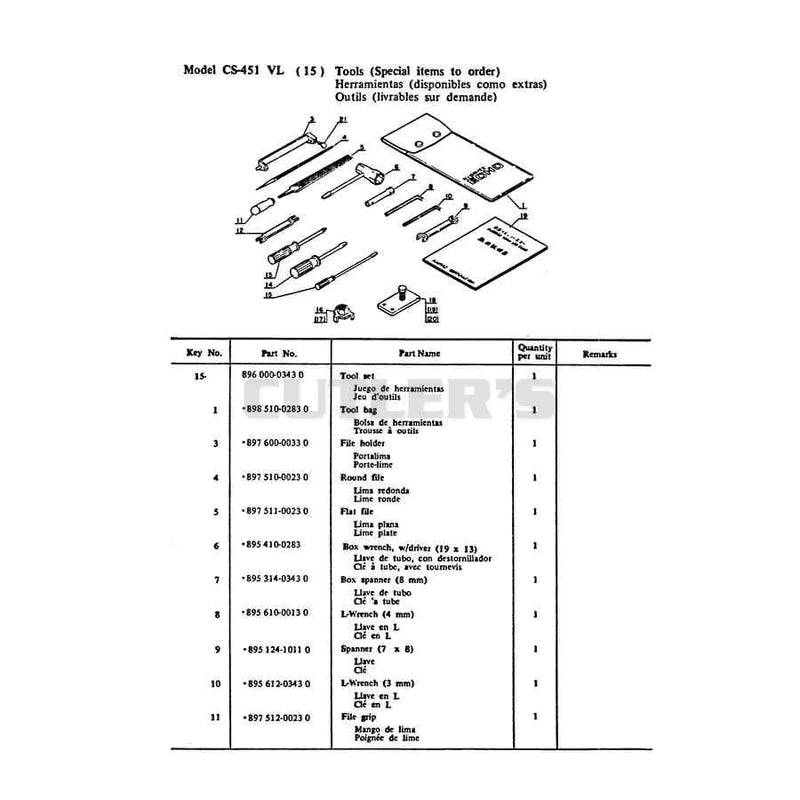 Cs-451 Vl 15 Tools Special Items To Order