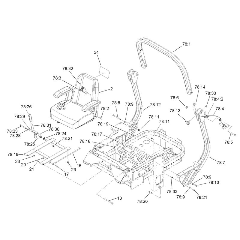 Seat and Roll Over Protection Sysytem Assembly