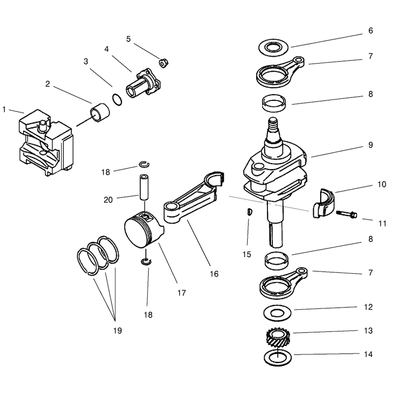 Piston and Crankshaft Assembly Kawasaki Model Fb460v-Ls08