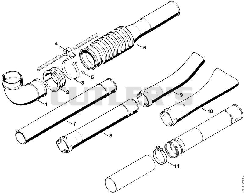 Pleated hose, Blower tube