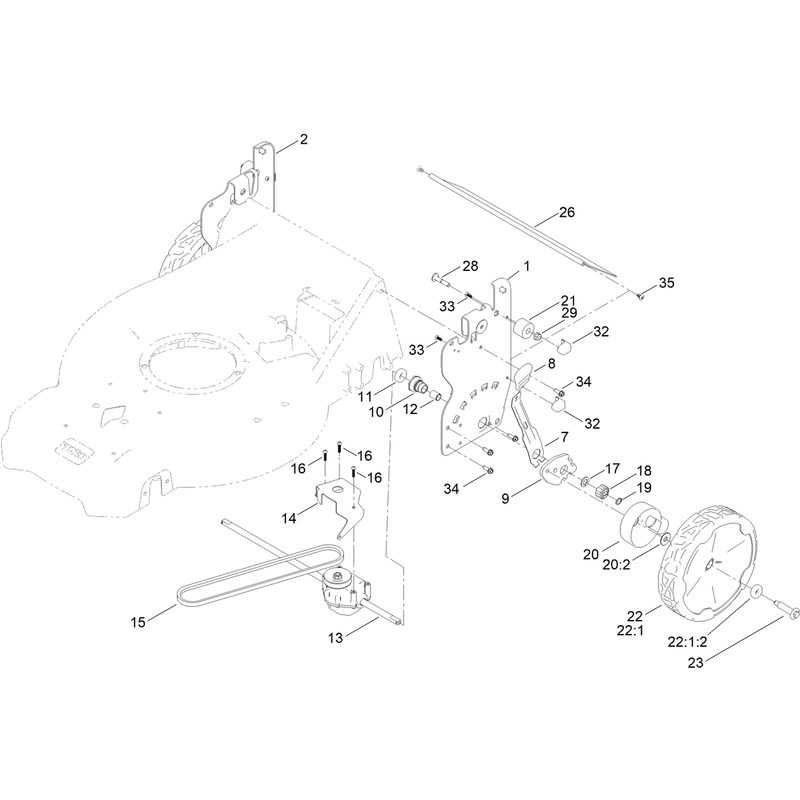 Rear Wheel and Height of Cut Assembly