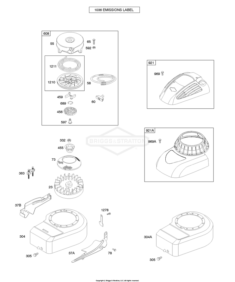 Blower Housing/Shrouds, Flywheel, Rewind Starter